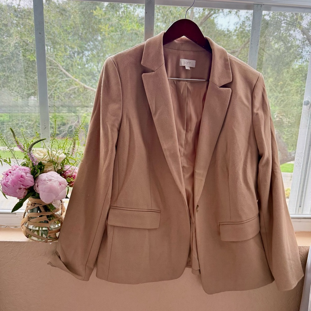 LOFT outlet heavy weight Tan Blazer Structured Suit Jacket